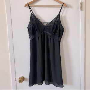 INC International Concepts Chemise Nightie Lingerie XXL Black Lace Sheer
